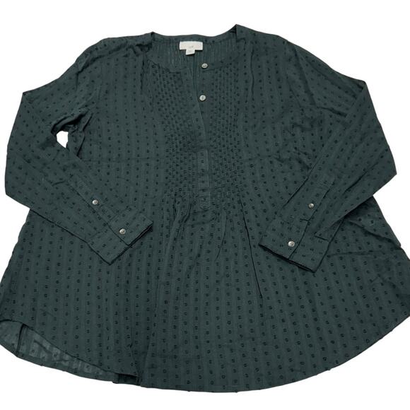 J.Jill Top Womens X Small Petite Black Clip Dot Popover Tunic Cotton - Picture 1 of 8